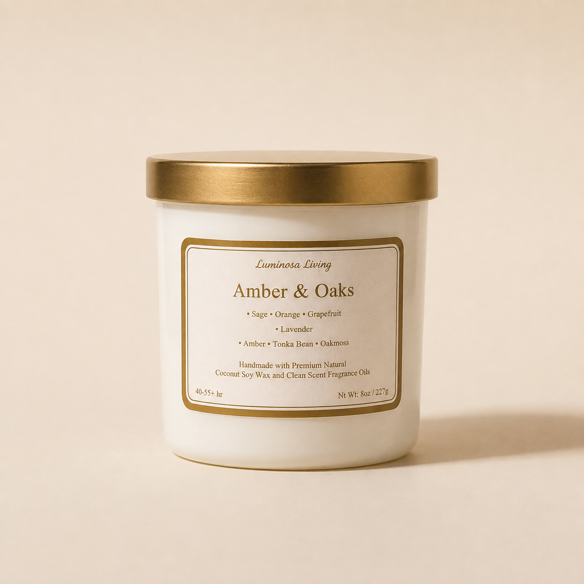 Amber & Oaks | 8 oz Luxury Coconut Soy Candle