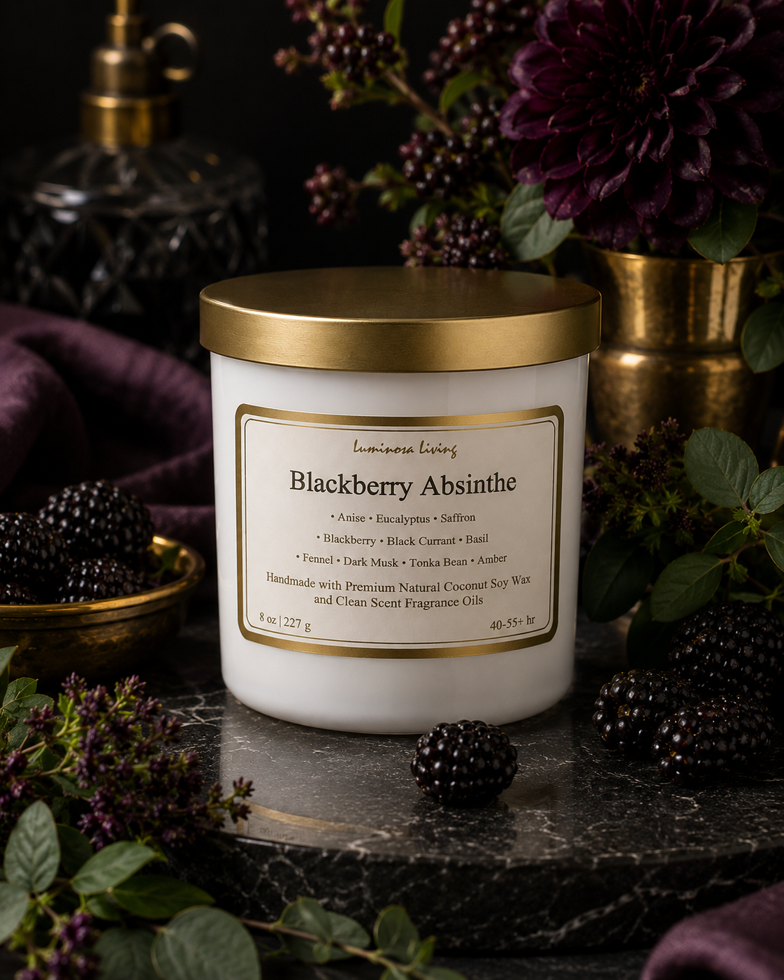 Blackberry Absinthe | 8 oz Luxury Coconut Soy Candle