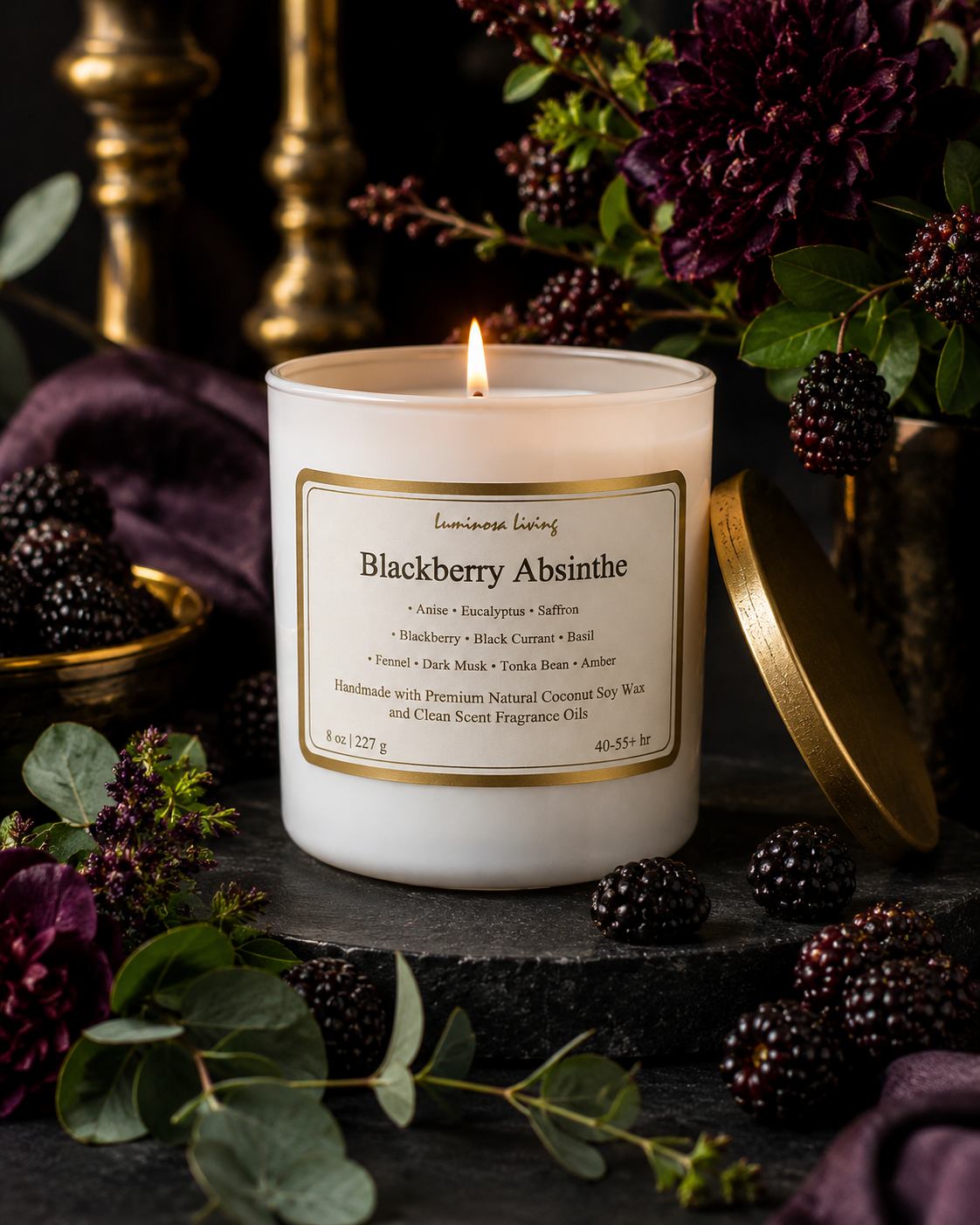 Blackberry Absinthe | 8 oz Luxury Coconut Soy Candle